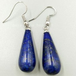 Boucles d'Oreilles en Lapis Lazuli Naturel pour Homme et Femme Belles Perles Artistiques en Goutte