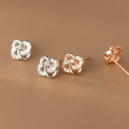 Boucles d'oreilles en argent Sterling 100% S925 incrustées de lignes de fleurs en diamant Design
