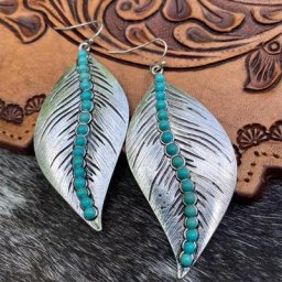 Boucles d'oreilles style Boho pour femmes artisanat en métal sculpté avec Texture de feuille