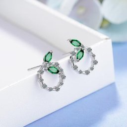 MEEKagan-Boucles d'Oreilles Circulaires Simples en Argent 925 pour Femme Bijoux en Pierres