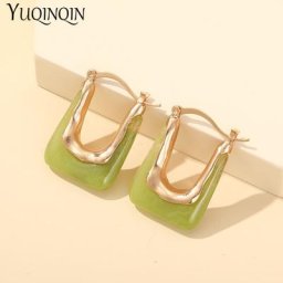 Boucles d'oreilles géométriques rétro vintage en résine pour femmes déclaration coréenne pendentif