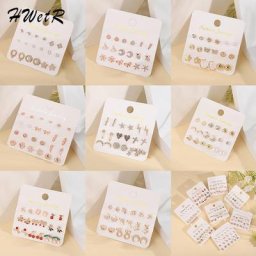 Ensemble de Boucles d'Oreilles à la Mode pour Femme et Fille Perle Fleur Clip Mélange Design