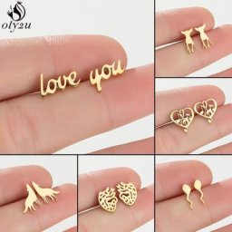 Boucles d'oreilles dorées minimalistes en acier inoxydable pour femmes clous d'oreilles à la mode