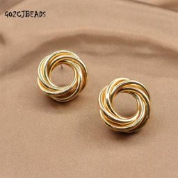 Boucles d'oreilles rétro en métal pour femmes tendance métallique or bijoux pour filles cadeau