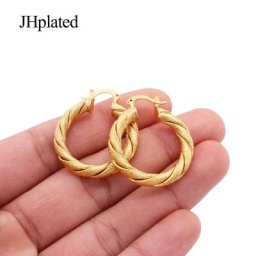 Boucles d'oreilles en plaqué or pour femmes bijoux de luxe boucles d'oreilles rondes cadeaux de
