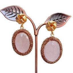 Y.YING – boucles d'oreilles ovales en Jade rose pour femmes et filles bijoux de fête à la mode