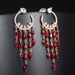 Boucles d'oreilles Vintage en grenat pour femmes et filles longues couleur or pendentif en pierre