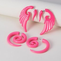 Boucles d'Oreilles en Spirale pour Femme 2 Paires d'Ailes en Acrylique Fausse Tension Icide