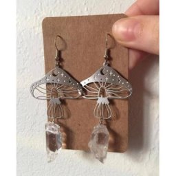 Boucles d'oreilles féeriques en forme de champignon pour femme et fille pendentif en cristal
