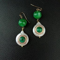 Y-YING – boucles d'oreilles à crochet en Malachite en Jade vert blanc perle culture