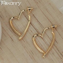 Foxanry – boucles d'oreilles en forme de cœur pour femmes bijoux de mariée prévention des