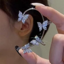 Boucles d'oreilles clip papillon en métal argenté pour femme clip d'oreille sans piercing