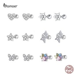 Bamoer – boucles d'oreilles en forme de Mini étoile pour femmes bijoux fins en argent Sterling