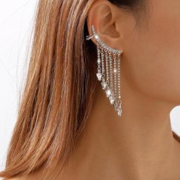 Boucles d'oreilles de fête avec pompons bijoux scintillants de luxe frange en strass à la mode