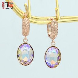 SHENJIANG-Boucles d'oreilles ovales en forme d'oeuf pour femme cristal or rose bijoux de mariage