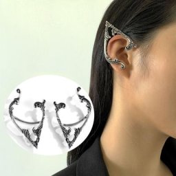 Boucle d'oreille manchette elfe noir pour femme punk nickel é clip d'oreille pas de piercing
