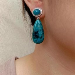 Y.YING – boucles d'oreilles pendantes en Apatite bleue naturelle bijoux en pierres précieuses