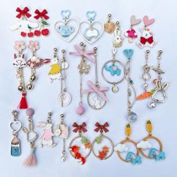 Boucles d'oreilles pendantes fleur bleue pour femmes et filles animal mignon chat lapin