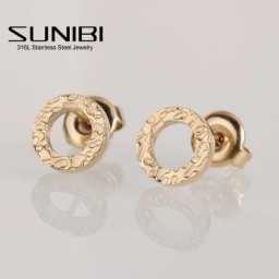 Boucles d'oreilles Vintage en acier inoxydable pour femmes petits bijoux de fête Donuts ronds
