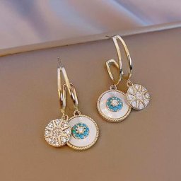 Boucles d'oreilles classiques à pendentif de fleur de coquille ronde bijoux de luxe coréens