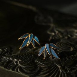 Boucles d'Oreilles Créatives en Émail Argenté et Porcelaine de Thaïlande Bijoux Élégants en Forme de