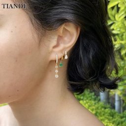 TIANDE-Boucles d'oreilles créoles plaquées or pour femmes Boucles d'oreilles pendantes Bijoux