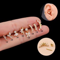 Boucles d'oreilles en acier inoxydable pour femmes 1 pièce de 16G en plaqué or bijoux de fierté