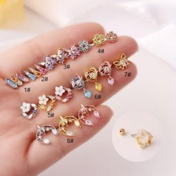 Mini boucle d'oreille en acier inoxydable pour femme bijoux piercing cartilage fleur papillon