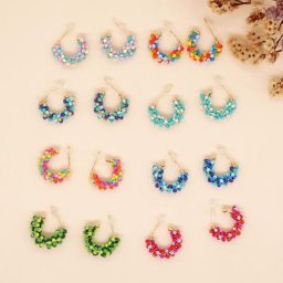 Boucles d'oreilles créoles en perles de fleurs pour femmes bijoux d'été hypoallergéniques plaqué