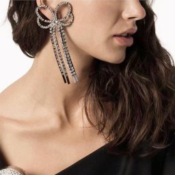 Boucles d'oreilles en forme de nœud papillon pour femmes Style bohémien strass brillant bijoux