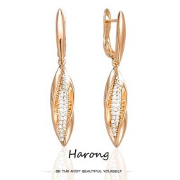 Harong – boucles d'oreilles de luxe en cuivre couleur or Rose cristal incrusté délicat bijoux