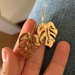 Boucles d'oreilles en plaqué or Monstera pour femmes et filles bijoux élégants décontractés chics