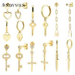ANDYWEN – bijoux de luxe en argent Sterling 925 pour femmes porte-clés chaîne croisée boucles