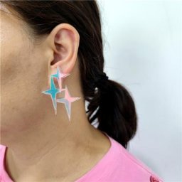 Kuguy – boucles d'oreilles en forme d'étoile arc-en-ciel pour femmes bijoux tendance en acrylique