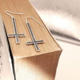 SAFLucifer-Boucles d'oreilles en forme de croix inversée en métal satanique bijoux d'amulette