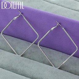 DOTEFFIL – boucles d'oreilles en argent Sterling 925 créoles carrées simples pour femmes bijoux de