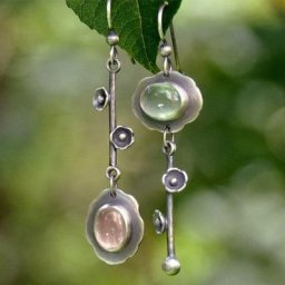 Boucles d'Oreilles Vintage au Design Géométrique en Argent Pierre de Lune Crochet Rétro Bohème