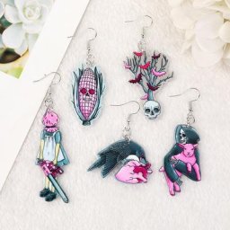 Boucles d'Oreilles Pastel Goth pour Fille et Femme Interrupteur Bijoux à la Mode Halloween Chat