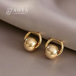 Boucles d'oreilles rétro européen et américain en métal sphérique Simple bijoux classiques à la