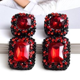 Boucles d'oreilles carrées en métal gros strass lumineux goutte d'eau haute qualité mode bijoux