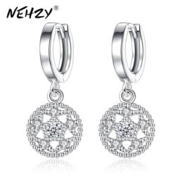 NEHZY – boucles d'oreilles en argent 925 nouvelle collection haute qualité cristal rond découpé