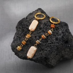 Boucles d'oreilles en acier inoxydable plaqué or véritable 18 carats pour femmes perle d'eau douce