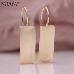 PATAYA – boucles d'oreilles longues carrées brillantes pour femmes couleur or Rose bijoux