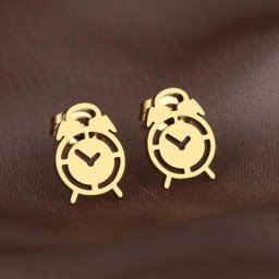 Boucles d'oreilles en acier inoxydable pour femmes réveil de dessin animé mignon breloque mode