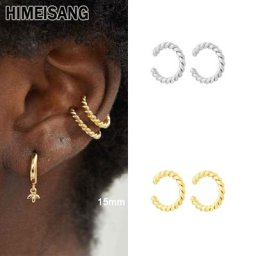 HIMEISANG – boucles d'oreilles en or et argent pour femmes bijoux Clip rétro torsadé faux