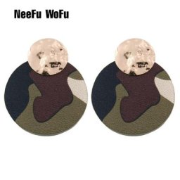 NeeFu – boucles d'oreilles en cuir pour femmes Flash WoFu grandes boucles d'oreilles en alliage de