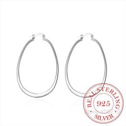 Boucles d'oreilles créoles rondes en U plat lisse pour femme argent regardé 2020 bijoux fins