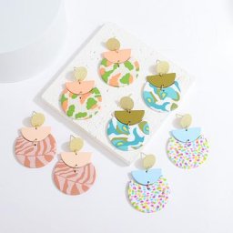 AENSOA-Boucles d'oreilles en argile polymère pour femmes bijoux faits à la main motif floral