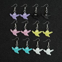 Boucles d'oreilles en forme de chauve-souris 1 paire paillettes dessin animé goutte d'eau dos