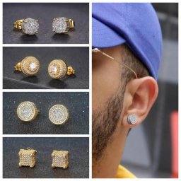 Boucles d'oreilles rétro Iced Out pour hommes et femmes bijoux punk boucle d'oreille Hip Hop